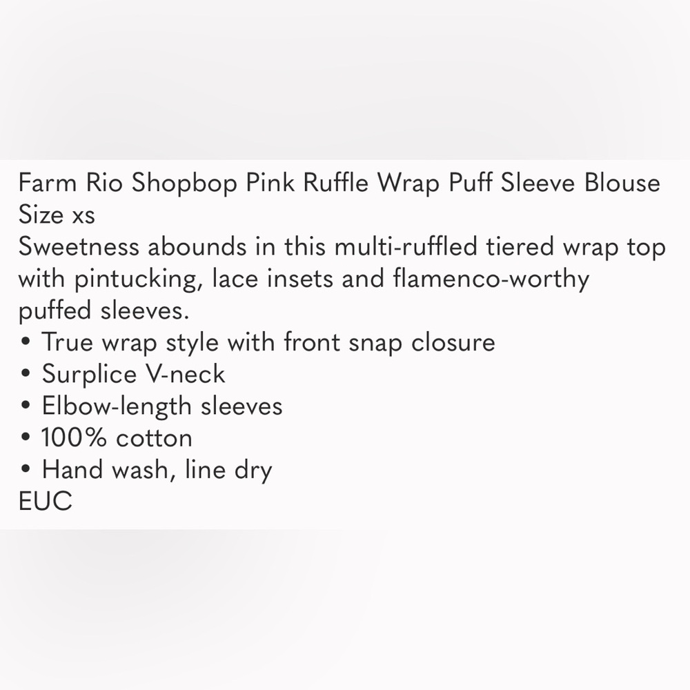 Farm Rio Punk Ruffle Puff Sleeve Wrap Blouse - Picture 5 of 10
